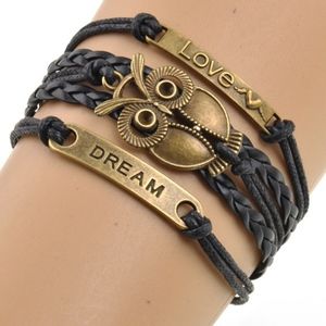 Owl Dream Love Multilayer Leather Charm Bracelet
